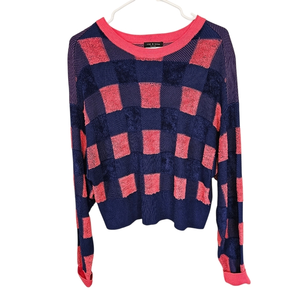 rag & bone Ridley Gingham Pullover Textured Sweater Checkered - Picture 2 of 9